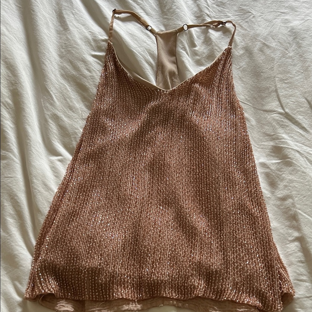 Alice + Olivia Rose Gold Sequin Tank